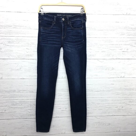 American Eagle Outfitters Jeans Next Level Stretch Jeggings Dark Wash size 6L - Picture 1 of 9